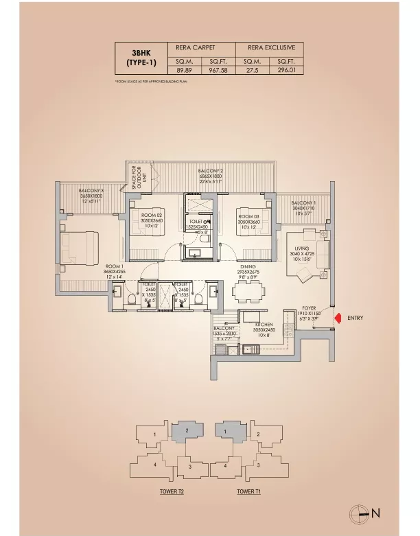 Godrej Aristocrat-3bhk+Sr-floorplan ;